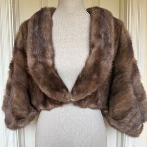 Vintage Bergdorf Goodman Stunning BROWN Mink Fur Stole S or XS